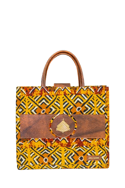 MAMA AFRICA - Jaune barre marron foncé