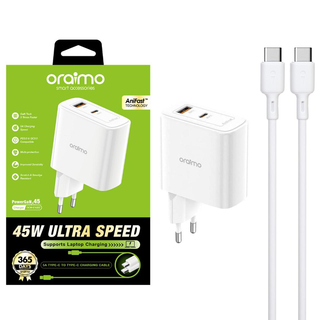 Charger Kit Oraimo OCW-E102D+CC55 White